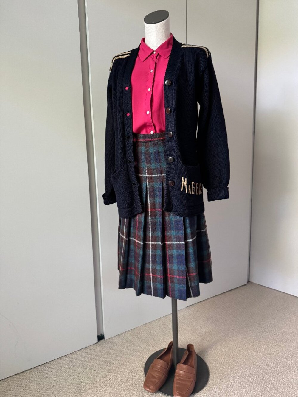 Vintage Pleated Plaid Wool Skirt Collegiate Cottagecore Preppy- sz 6/ Small